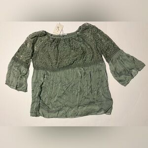 NEW WITH TAG! Embroidered Lace - Sage Green Boho Blouse. Imported from Italy 🇮🇹